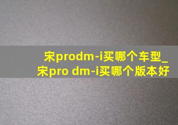 宋prodm-i买哪个车型_宋pro dm-i买哪个版本好